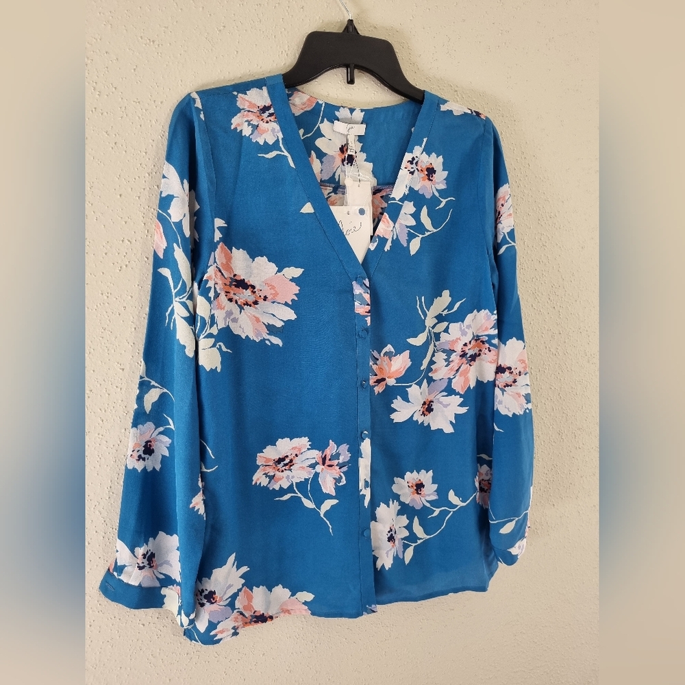 Joie Michi Blue Floral Printed Silk Blouse Size S. New With Tags. - Picture 10 of 10